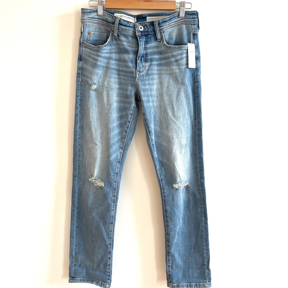 Pilcro Slim Boyfriend Crop Distressed Jeans